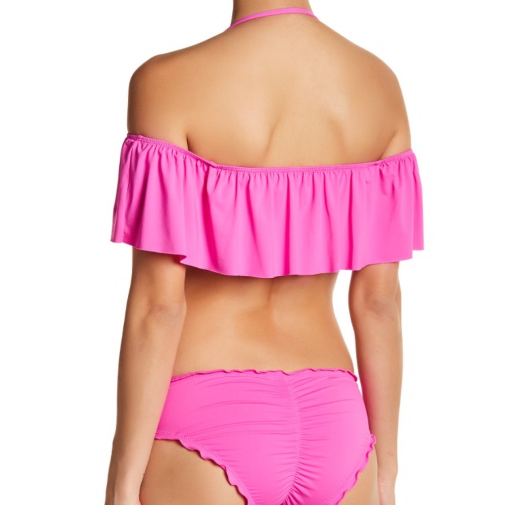 The Bikini Lab Raspberry Ruffle Bikini Top SM NWT - Picture 3 of 7